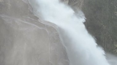 Manzara Pinzgau Krimml şelaleler, Avusturya Salzburger arazi. Avrupa Alpleri manzara orman ile.