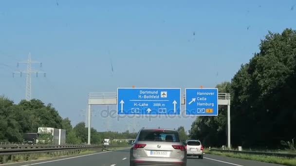 Driving along motorway A2 next to Hannover towards motorway Interchange A37 to Celle Hamburg — Stock Video