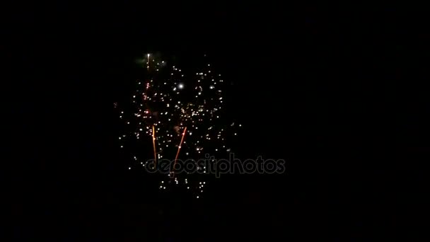 Fuegos artificiales en un río. celebración — Vídeos de Stock