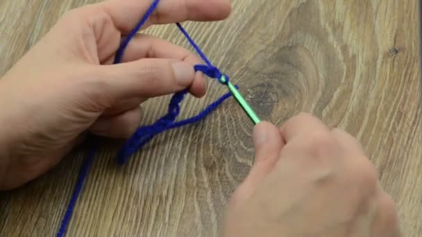 Points Crochet Avec Crochet Laine Bleue — Video