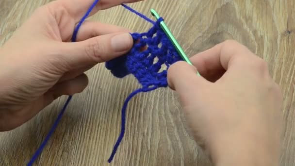 Points Crochet Avec Crochet Laine Bleue — Video