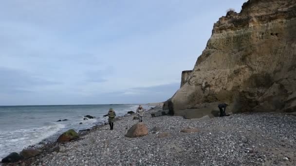 Ahrenshoop Mecklenburg Vorpommern Alemanha Março 2020 Pessoas Caminhando Longo Pedra — Vídeo de Stock