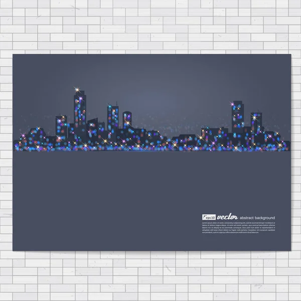 夜晚的城市-背景与发光的灯光效果. — 图库矢量图片