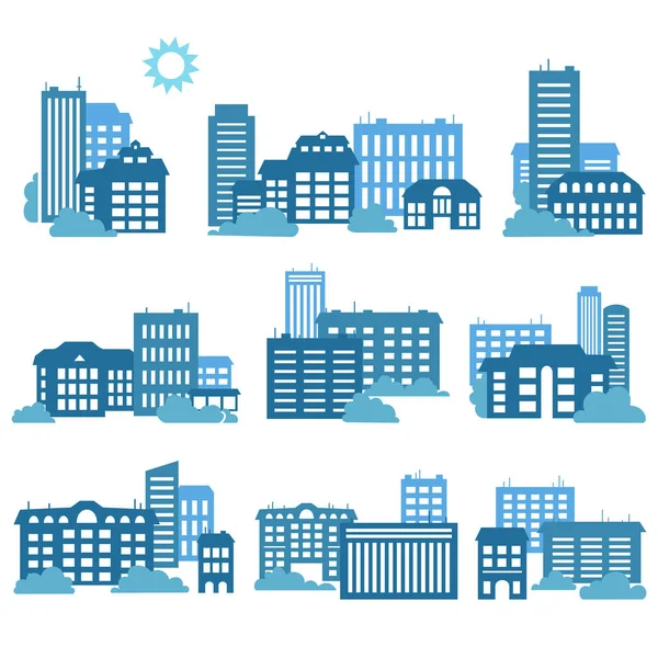 Silhouettes of buildings. Urban cityscape. — Stock Vector