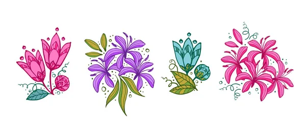 Conjunto de composiciones florales . — Archivo Imágenes Vectoriales