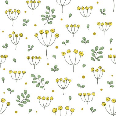 Çiçekler ve yapraklarla kusursuz desen. Çizgili çiçek çizimi. Eps10 vektörü.