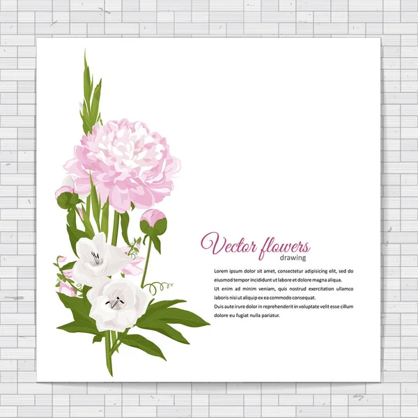 Affiches Florales Bannières Carte Vœux Pivoines Lis Compositions Festives Avec — Image vectorielle