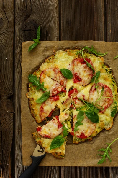 Diet pizza with zucchini.