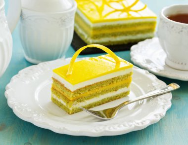 Antep fıstığı ve tutku meyve ile telif hakkı opera pasta.