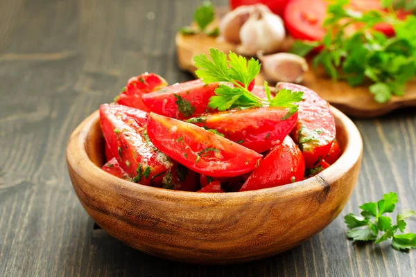 Appetizer Salted Tomato Garlic Herbs — Stock Photo, Image