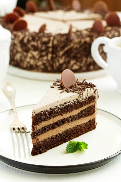 Кусок Шоколадного Торта Селективный Фокус — стоковое фото