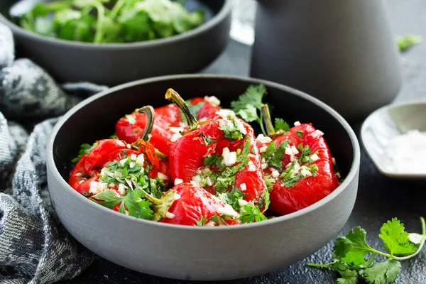 Baked Bell Peppers Salad Herbs Garlic Eastern Dish — Stock Photo, Image
