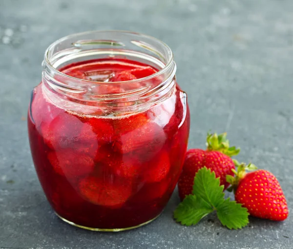 Homemade Strawberry Jam Selective Focus — Stock Photo, Image