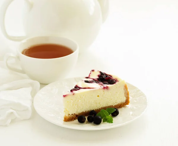 Homemade Cheesecake Black Currant Jelly — Stock Photo, Image