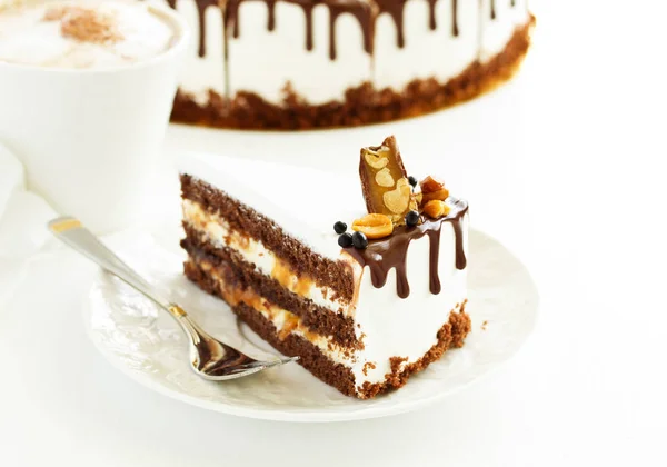 Ciasto Czekoladowe Karmelem Orzechami — Zdjęcie stockowe