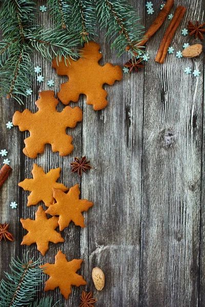 Karácsonyi Mézeskalács Cookie Egy Hópehely Formájában — Stock Fotó