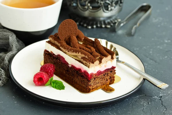 Brownie Con Cereza Mousse — Foto de Stock