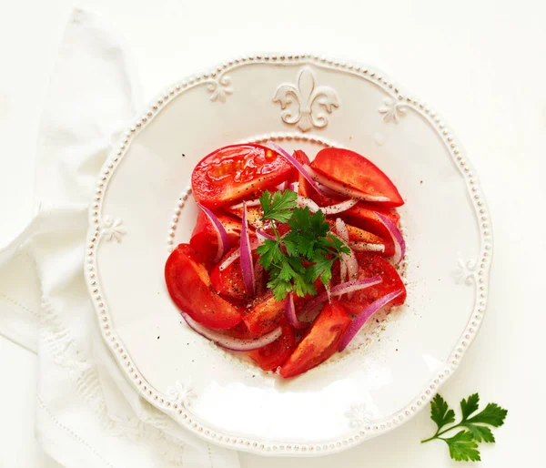 Tomato Onion Salad Selective Focus — Stock Photo, Image