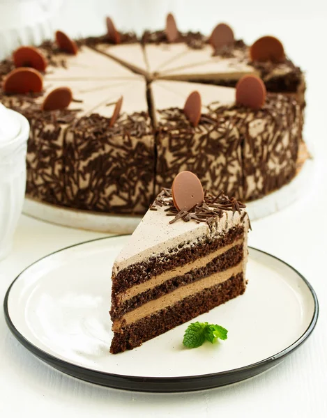 Ein Stück Schokoladenkuchen Selektiver Fokus — Stockfoto