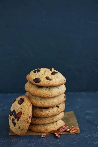 Deliciosas Galletas Con Chocolate Nueces Cocina Americana — Foto de Stock