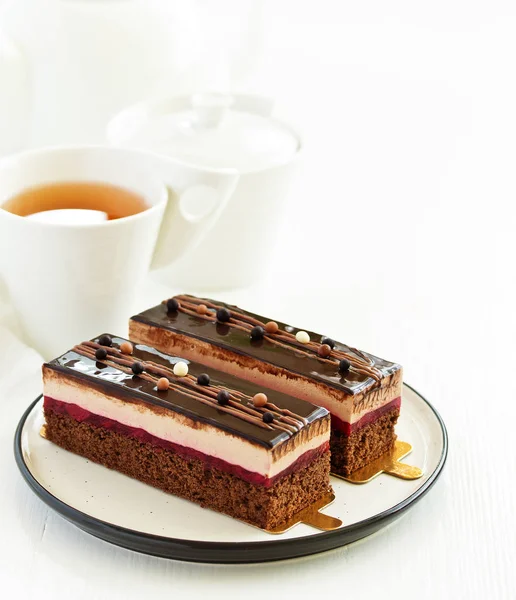 Шоколадный Торт Кусок Шоколадного Торта Селективный Фокус — стоковое фото