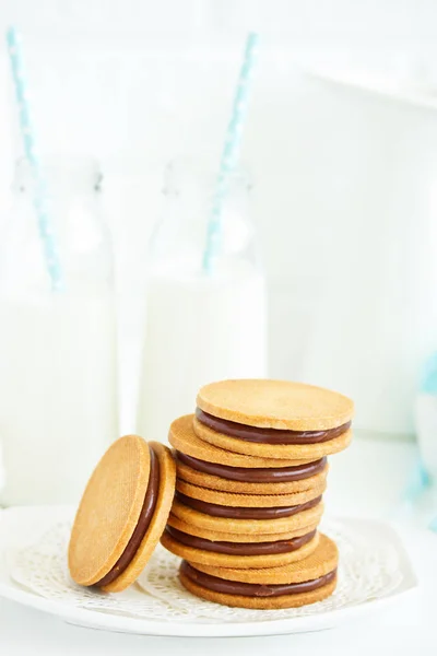 Shortbread Kekse Mit Schokoladenfüllung — Stockfoto