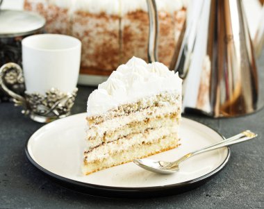 Kahveli tiramisu keki. seçici odak.