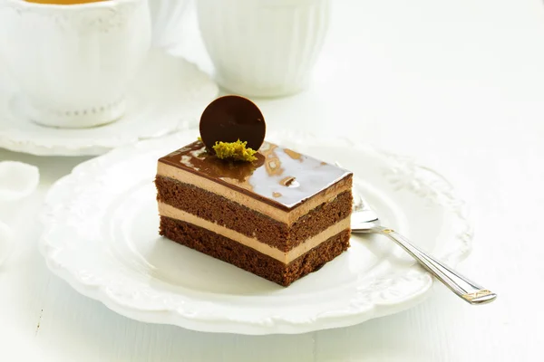 Pedazo Delicioso Pastel Chocolate — Foto de Stock
