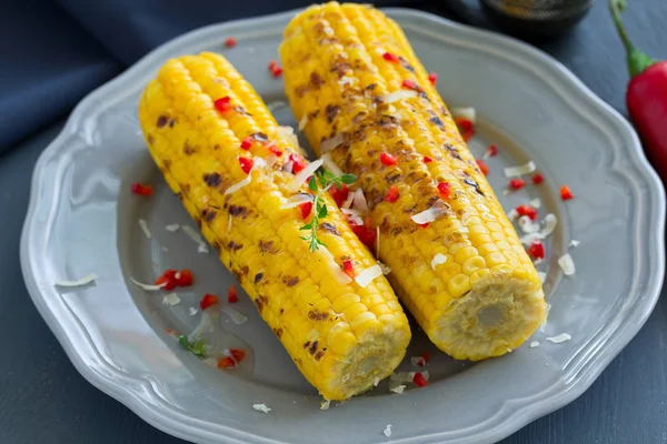 Corn Grilled Peppers Cheese — Stock Photo, Image
