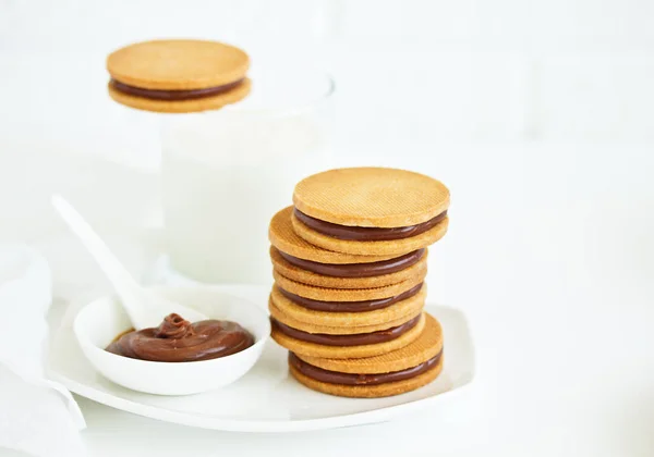 Shortbread Biscuits Chocolate Filling — Stock Photo, Image