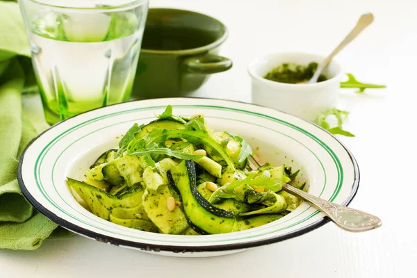 zucchini salad with arugula pesto.