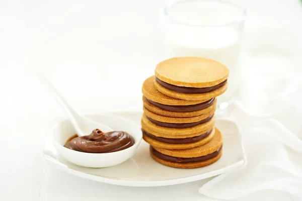 Shortbread Biscuits Chocolate Filling — 스톡 사진