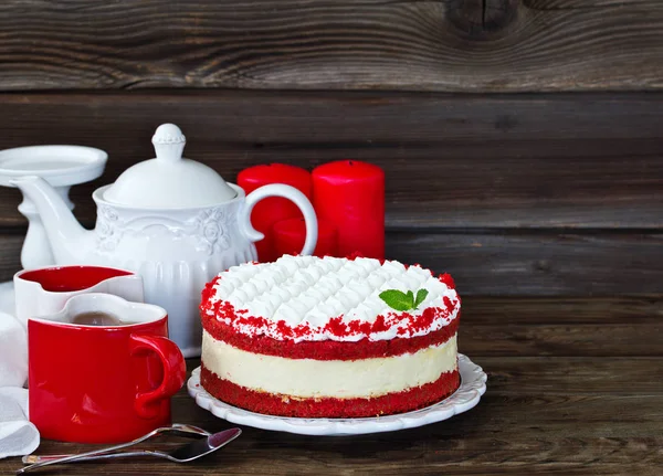 Käsekuchen Roter Samt Selektiver Fokus — Stockfoto