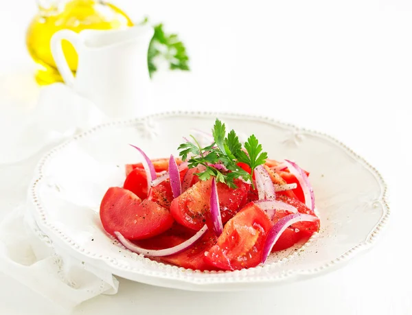 Tomato Onion Salad Selective Focus — Stock Photo, Image