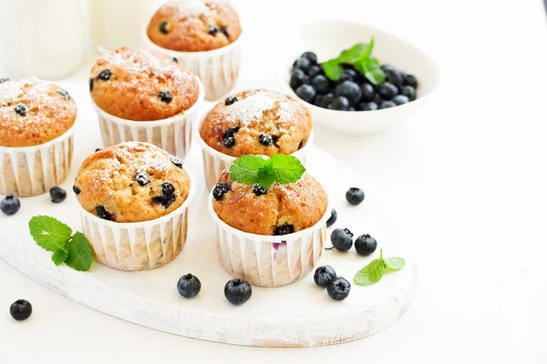 Ovesné Muffiny Borůvkami Tmavém Pozadí — Stock fotografie