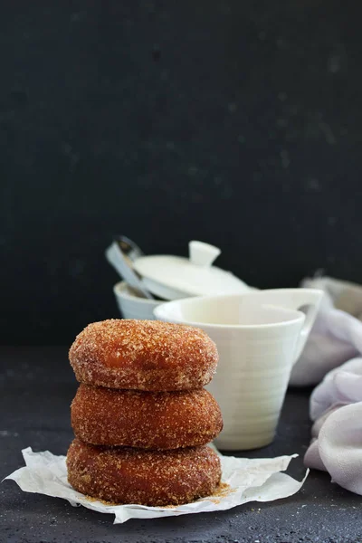 Donuts Cinnamon Chocolate Cream Homemade Baking Selective Focus — 스톡 사진