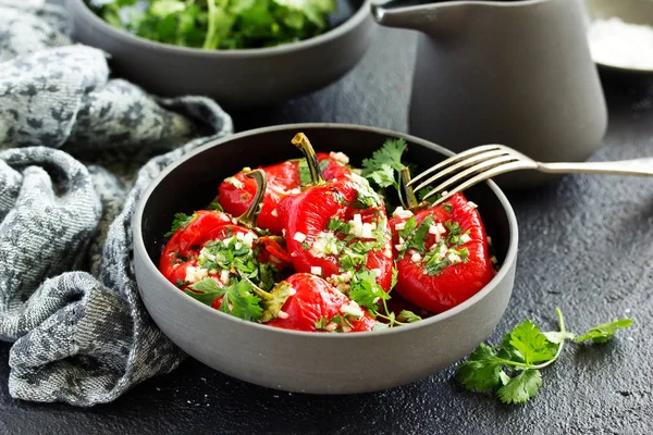 Baked Bell Peppers Salad Herbs Garlic Eastern Dish — Stock Photo, Image