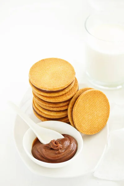 Biscoitos Pão Com Recheio Chocolate — Fotografia de Stock