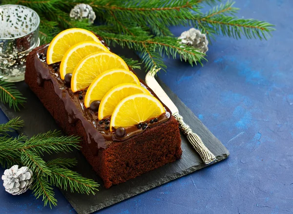 Christmas Chocolate Orange Cake — Stock Photo, Image