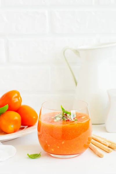 Sopa Tomate Español Con Gazpacho Tomates Amarillos — Foto de Stock