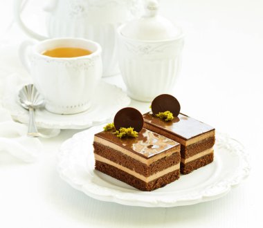 Lezzetli çikolatalı pasta bir parça.