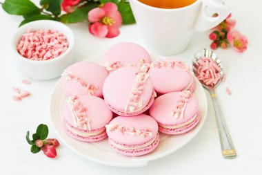 Fransız pasta makaron. Seçici odak.