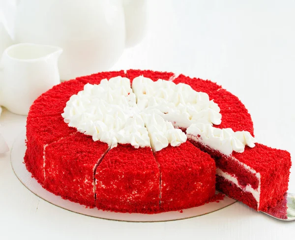 Piece Delicious Red Velvet Cake Plate — Stock Photo, Image