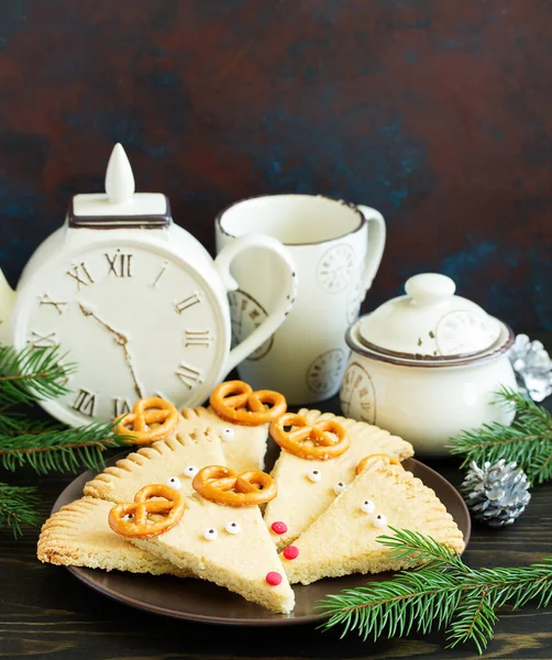 Christmas Shortbread Cookies Deer Rudolph — Stock Photo, Image