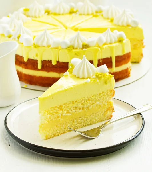 Piece Lemon Cake Selective Focus — Stock Photo, Image