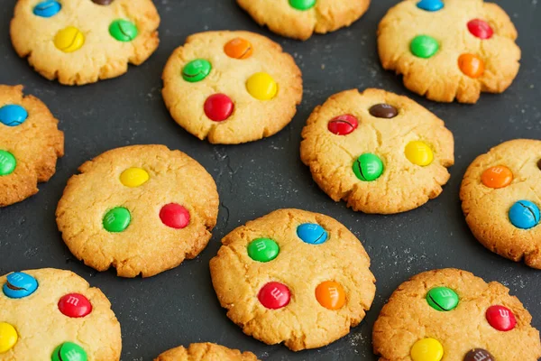 Shortbread Cookie Multi Colored Sweets Chocolate Chips — Stock Photo, Image