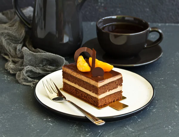 Kawałek Pyszne Ciasto Czekoladowe — Zdjęcie stockowe