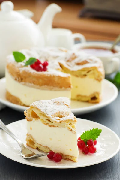 Delicioso Pastel Con Crema Cremosa —  Fotos de Stock