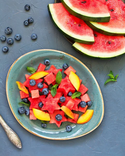 Salade Van Watermeloen Met Munt — Stockfoto