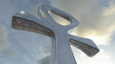 Gökyüzü arka plan üzerinde Mısır ankh